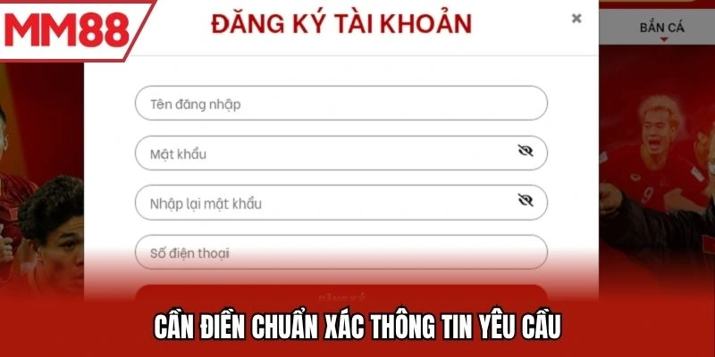 Biểu mẫu điền thông tin đăng ký MM88